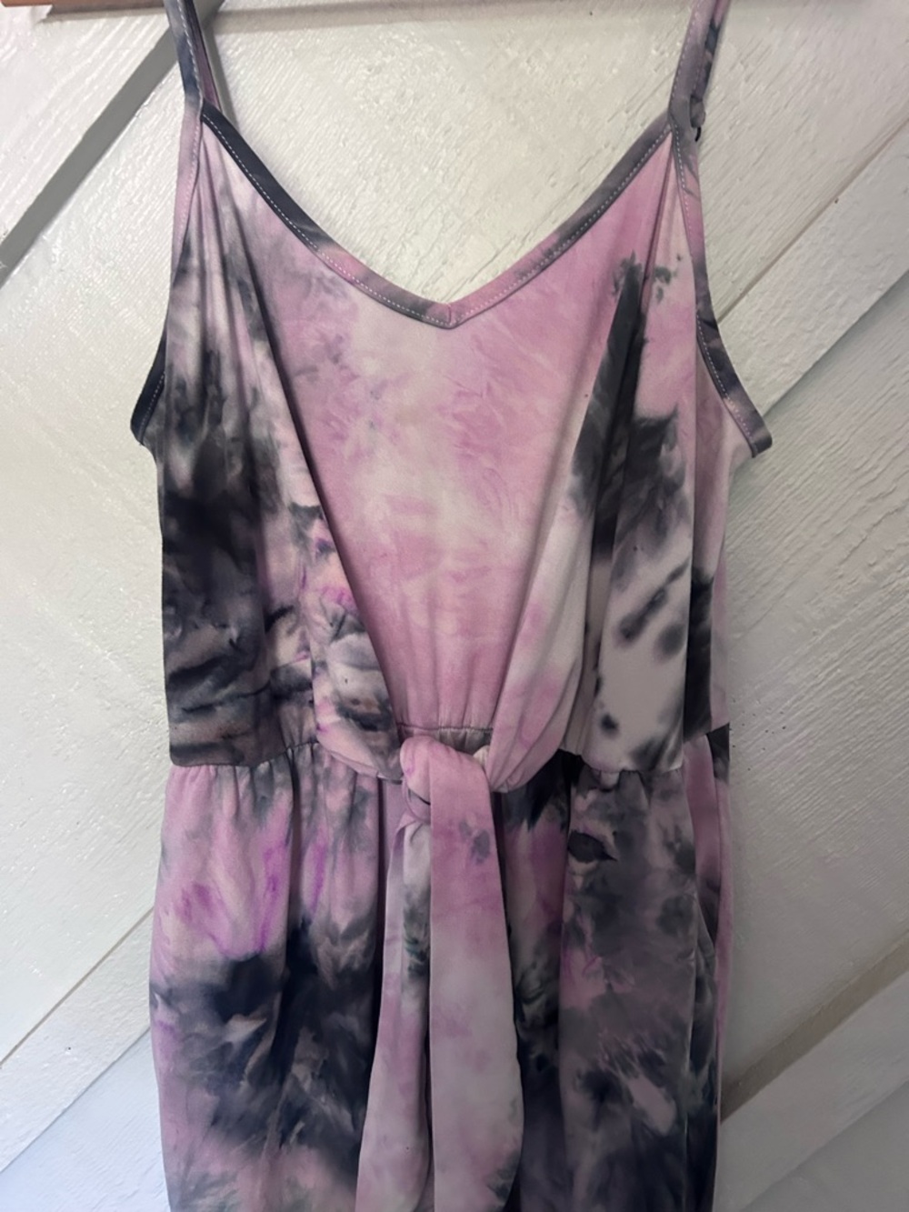 Wildfox Pink and Black Tie-Dye V-Neck Tank Dress